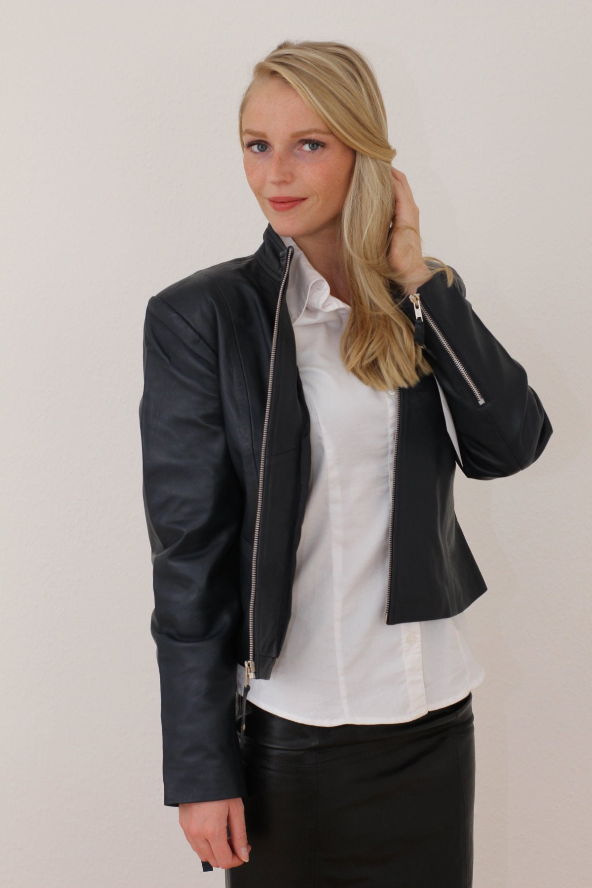 Nappalederjacken, Blouson, tailliert