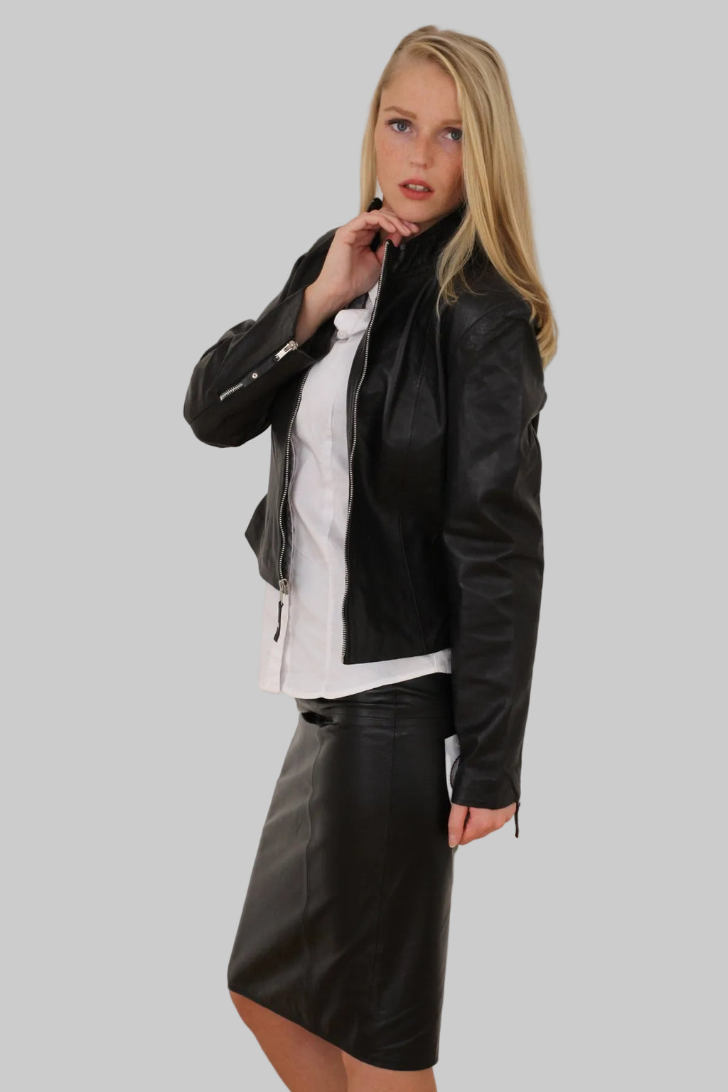Nappalederjacken, Blouson, tailliert