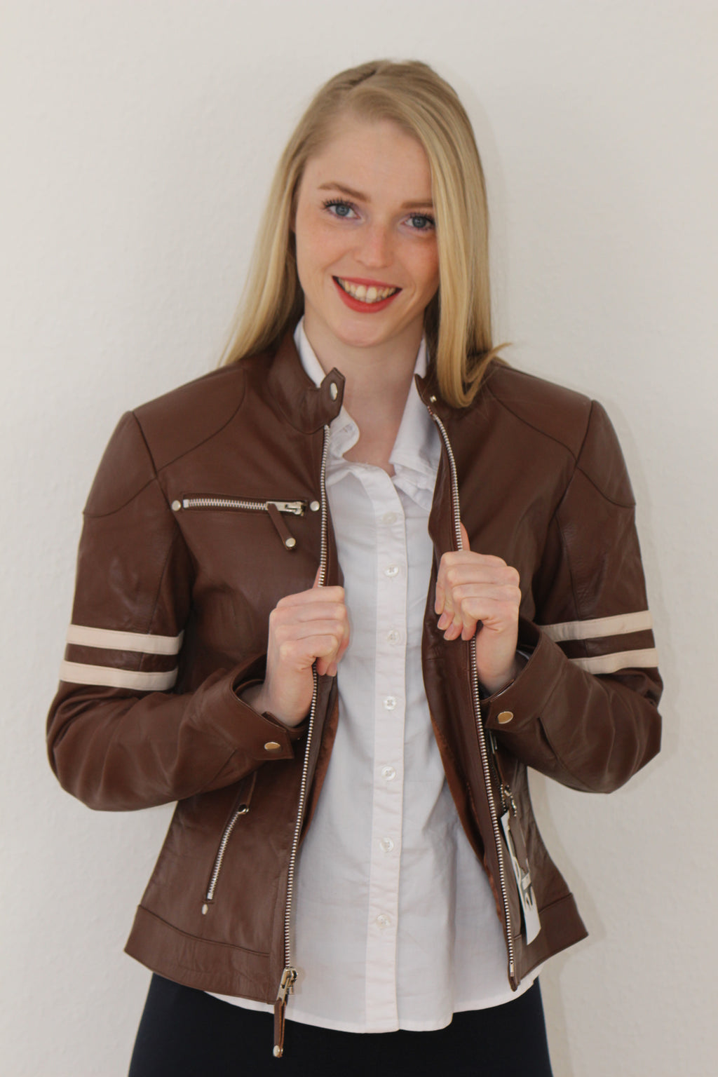 Jacken,  Bikerstil, Echtleder,