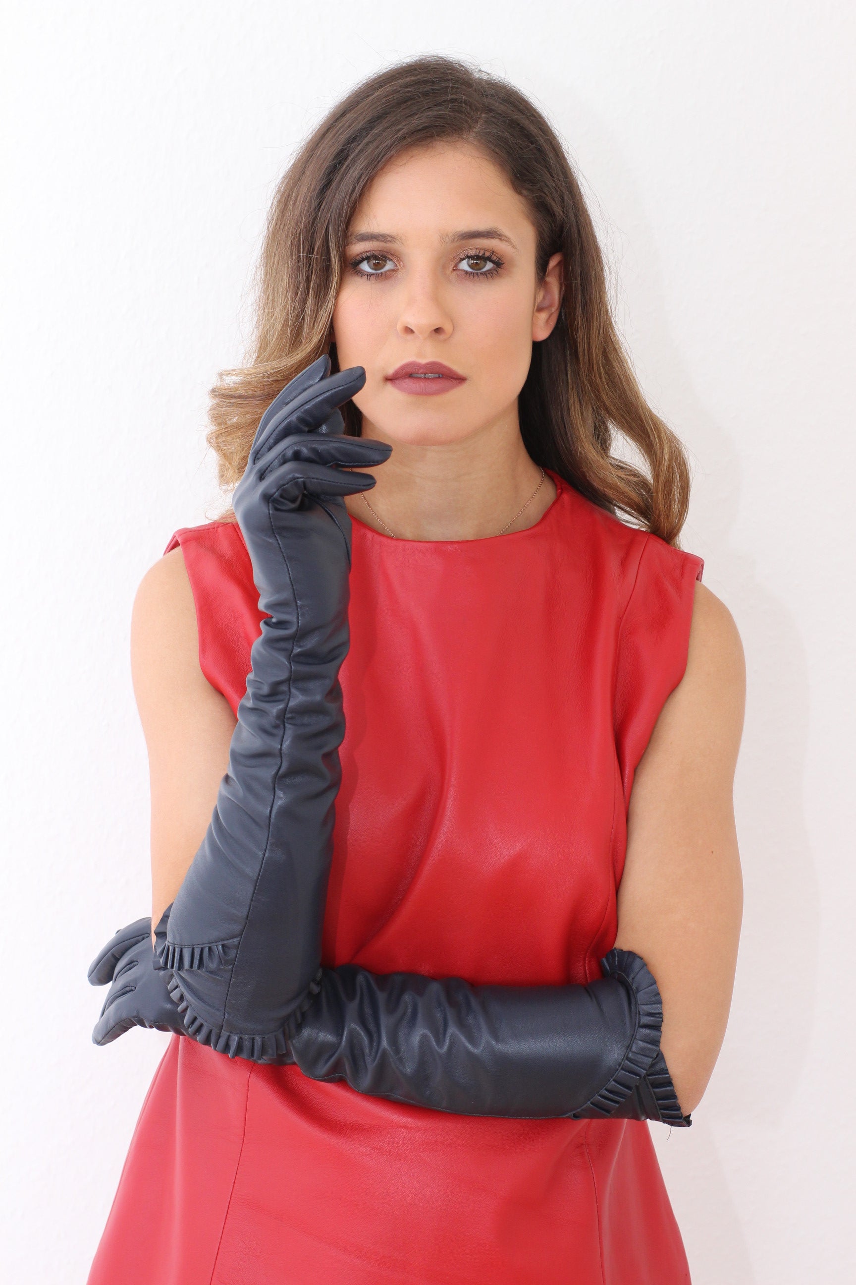 Elegante lange Handschuhe, Opergloves, Echtleder