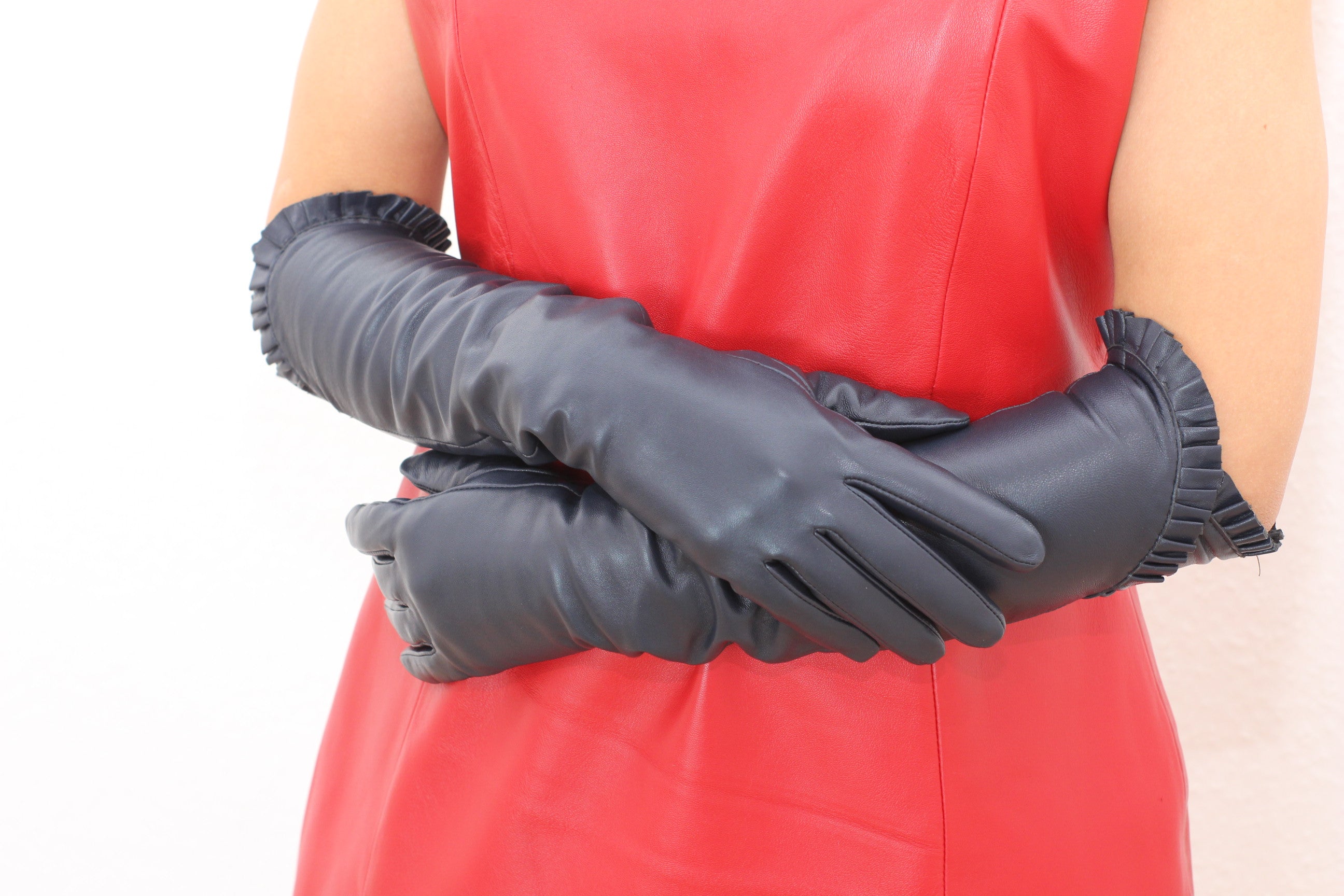 Elegante lange Handschuhe, Opergloves, Echtleder
