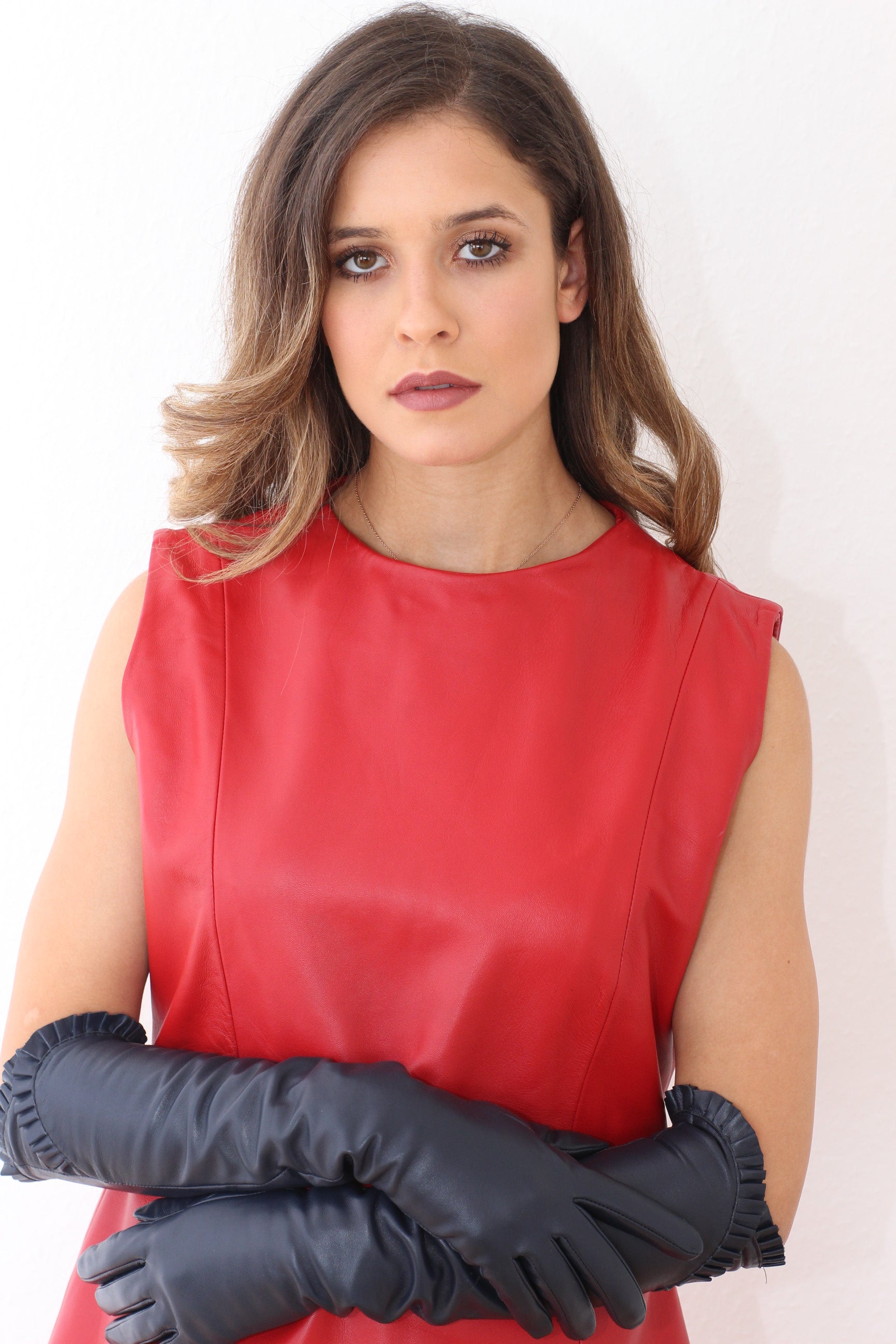 Elegante lange Handschuhe, Opergloves, Echtleder