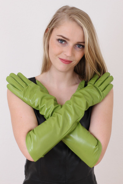 Lange Lederhandschuhe in hellgrün XXL - Operagloves