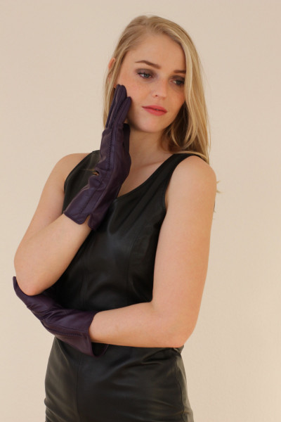 Lederhandschuhe in lila Größe XXL