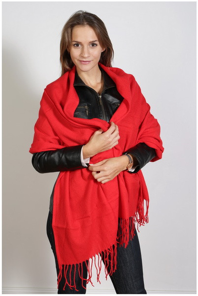 Schal , Größe 200 x 60 cm, Grundfarbe rot