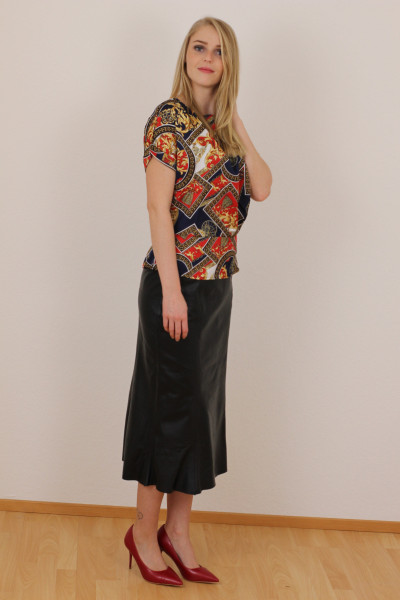 Luxus - Lederrock mit Falten, Größe 38 , schwarz