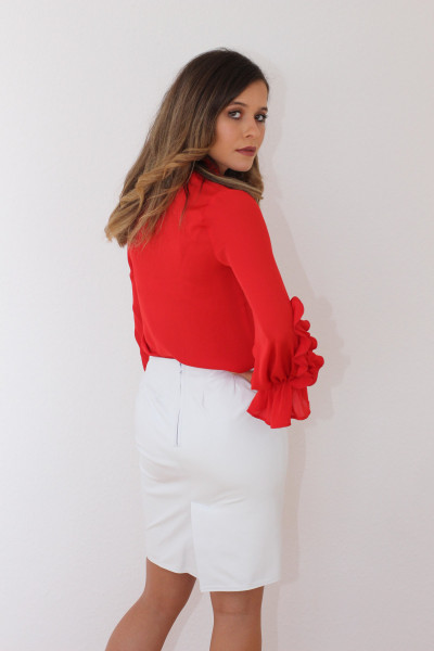 Luxus-Lederrock in weiss - Pencilskirt / Bleistiftrock - Größe 50