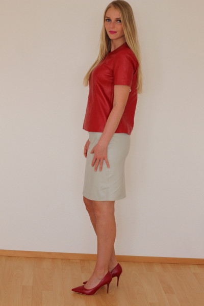 Luxus-Lederrock in beige - Pencilskirt / Bleistiftrock - Größe 38