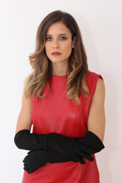 Operagloves aus Velourleder - Größe XXL, slim-fit, schwarz