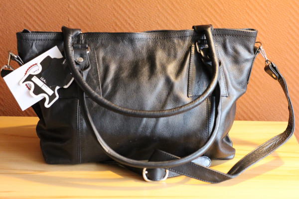 Handtasche, schwarz, Rindsleder