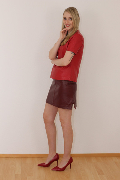 Rock, 40, bordeaux, Rindsleder