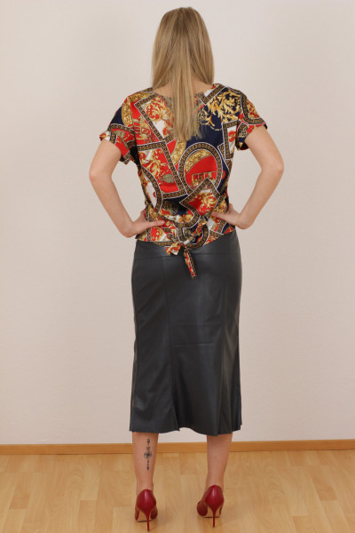 Luxus - Lederrock mit Falten, Größe 38 ,anthrazit