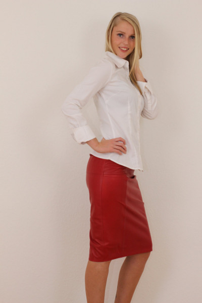 Luxus-Lederrock in rot - Pencilskirt / Bleistiftrock - Größe 38