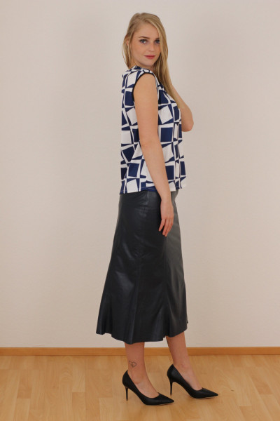 Luxus - Lederrock mit Falten, Größe 40, navy