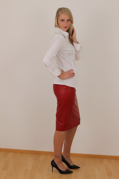 Luxus-Lederrock in rot - Pencilskirt / Bleistiftrock - Größe 38