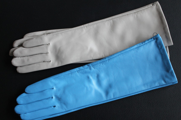 40 cm Lederhandschuhe, Größe XL, hellgrau, Operagloves