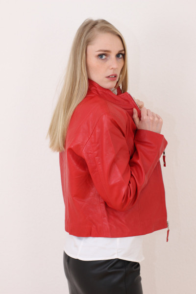 Taillierte Lederjacke in rot - Grösse XXXL