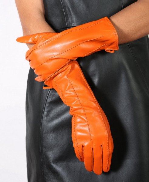 Lederhandschuhe in orange Größe XXL
