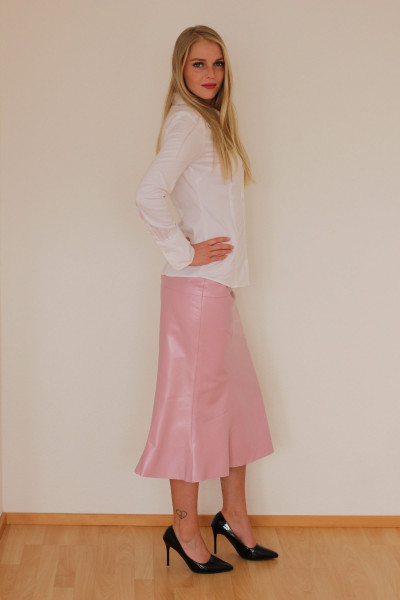 Luxus - Lederrock mit Falten, Größe 38 , pink