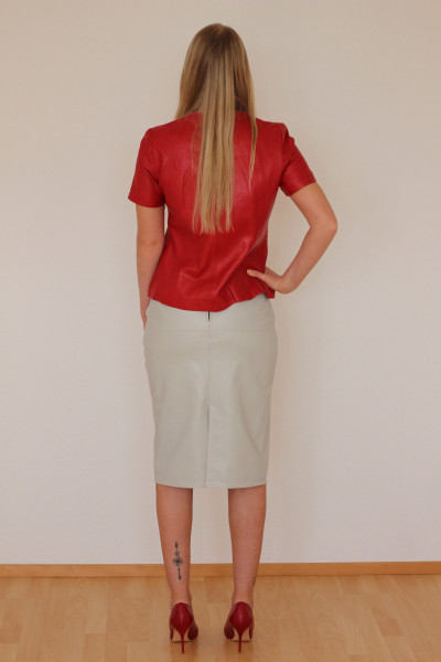 Luxus-Lederrock in der Farbe beige, Pencilskirt / Bleistiftrock, Grösse 44