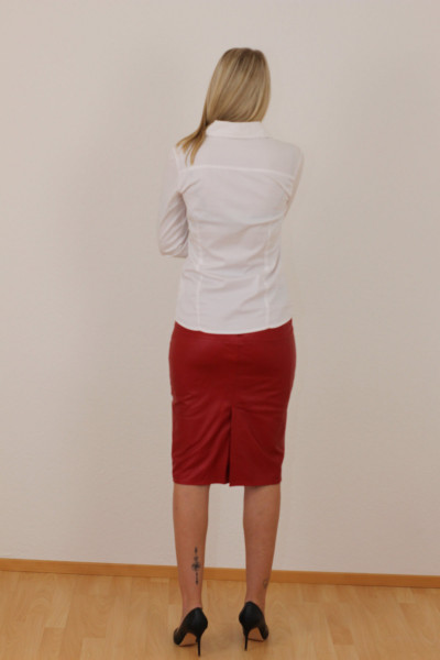 Luxus-Lederrock in rot - Pencilskirt / Bleistiftrock - Größe 38