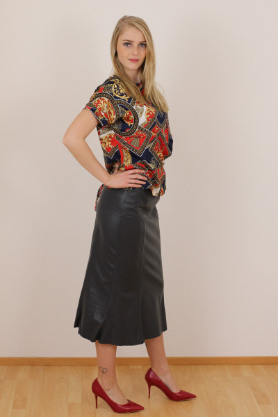 Luxus - Lederrock mit Falten, Größe 38 ,anthrazit