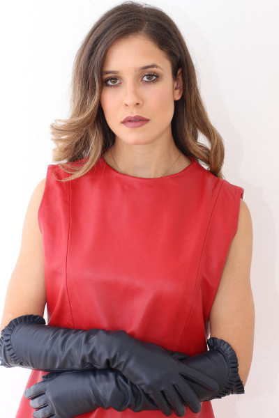 Lederhandschuhe in blau 8,5 - Operagloves