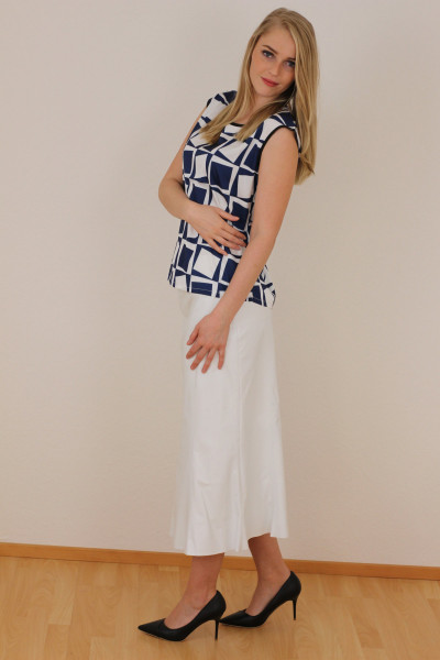 Luxus - Lederrock mit Falten, Größe 38 , Weiss