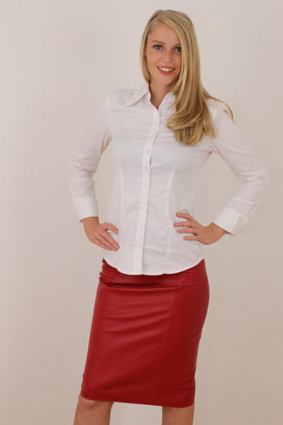 Luxus-Lederrock in rot - Pencilskirt / Bleistiftrock - Größe 38