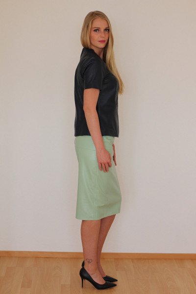 Luxus-Lederrock in der Farbe hellgrün Pencilskirt / Bleistiftrock, Grösse 42