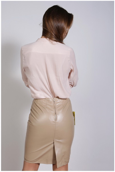 Luxus-Lederrock in der Farbe sand, Grösse 36