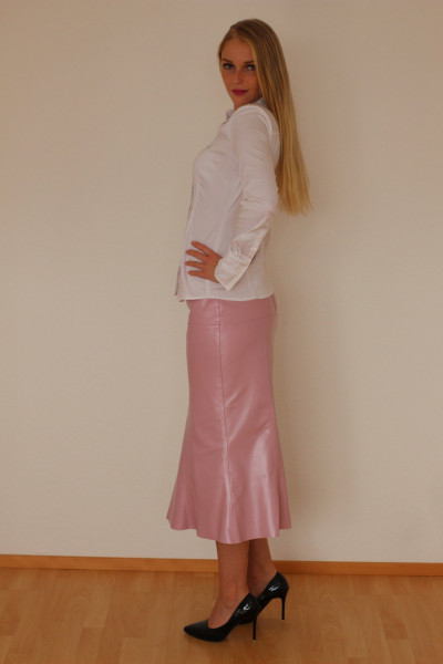 Luxus - Lederrock mit Falten, Größe 38 , pink