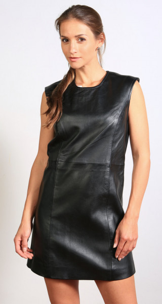 Lederkleid in schwarz, Grösse M, Material Sheepskin