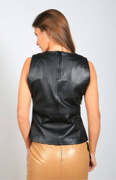 Ledershirt in Schwarz, Grösse L, Material Sheepskin
