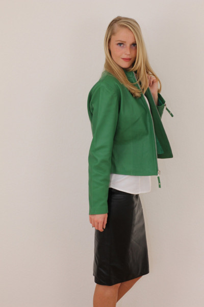 Taillierte Lederjacke in grün - Grösse XXL