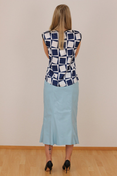 Luxus - Lederrock mit Falten, Größe 38 , hellblau