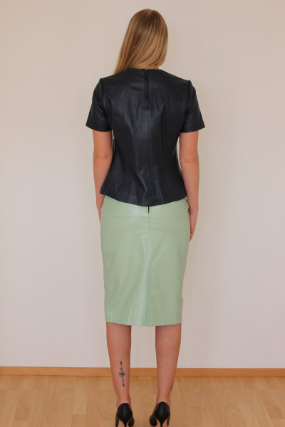 Luxus-Lederrock in der Farbe hellgrün Pencilskirt / Bleistiftrock, Grösse 42