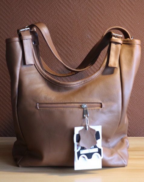 Handtasche, braun, Rindsleder