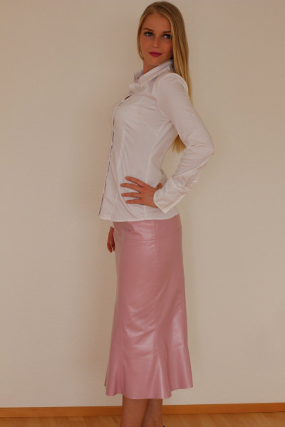 Luxus - Lederrock mit Falten, Größe 38 , pink