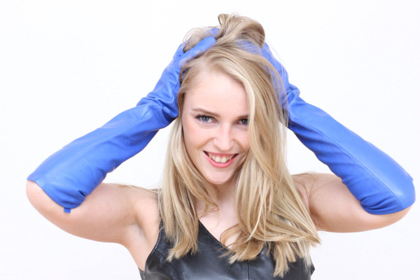 Lange Lederhandschuhe in königsblau - Operagloves / Supersoft Nappaleder Größe XXL