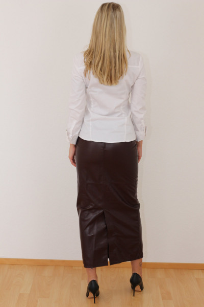 Superlanger Luxus-Lederrock in der Farbe bordeaux, Grösse 38