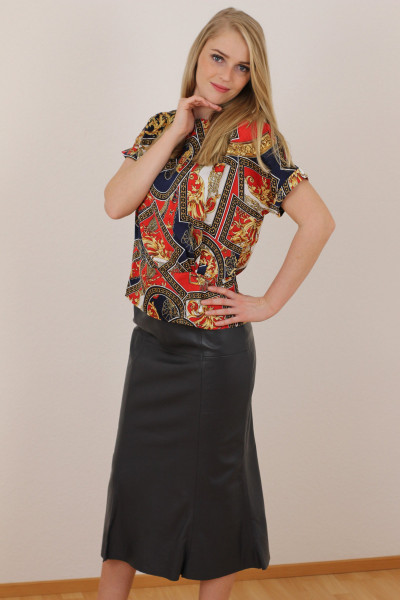 Luxus - Lederrock mit Falten, Größe 38 ,anthrazit