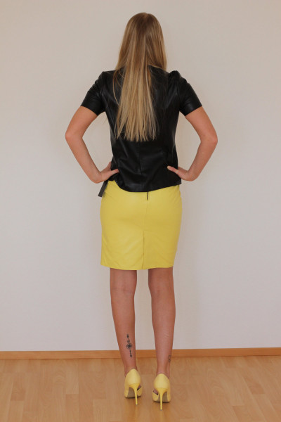 Luxus-Lederrock in der Farbe gelb, Grösse 36