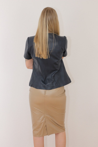 Luxus-Lederrock in der Farbe sand, Pencilskirt / Bleistiftrock, Grösse 40