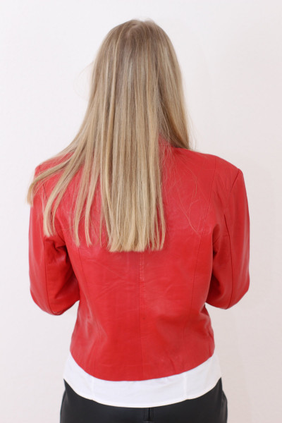Taillierte Lederjacke in rot - Grösse XXXL
