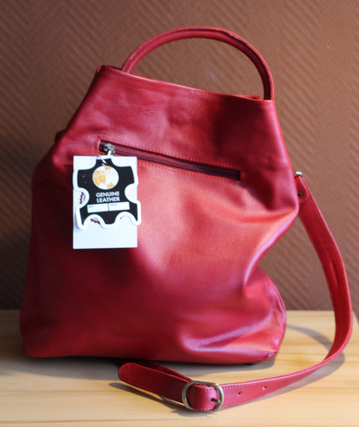 Handtasche,rot, Rindsleder