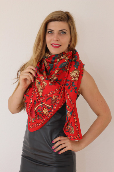 Model 40 , Tuch 130x 130 cm, mehrfarbig, Seidentwill