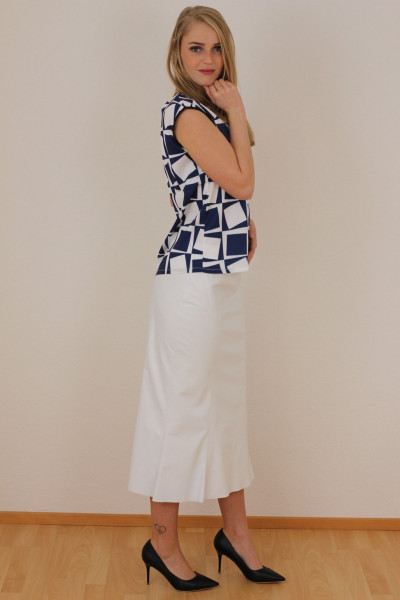 Luxus - Lederrock mit Falten, Größe 38 , Weiss