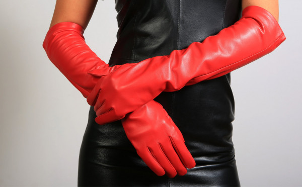 Lange Lederhandschuhe in rot - Operagloves