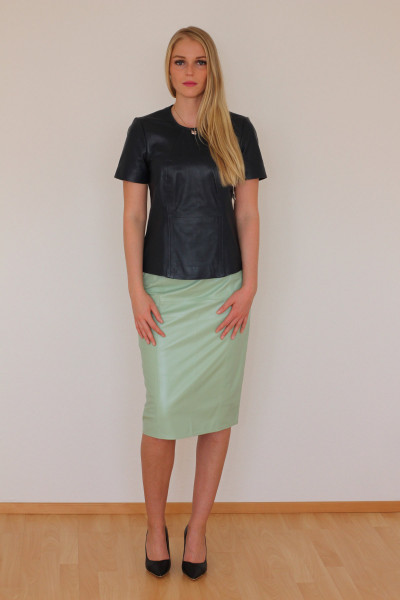 Luxus-Lederrock in der Farbe hellgrün Pencilskirt / Bleistiftrock, Grösse 42